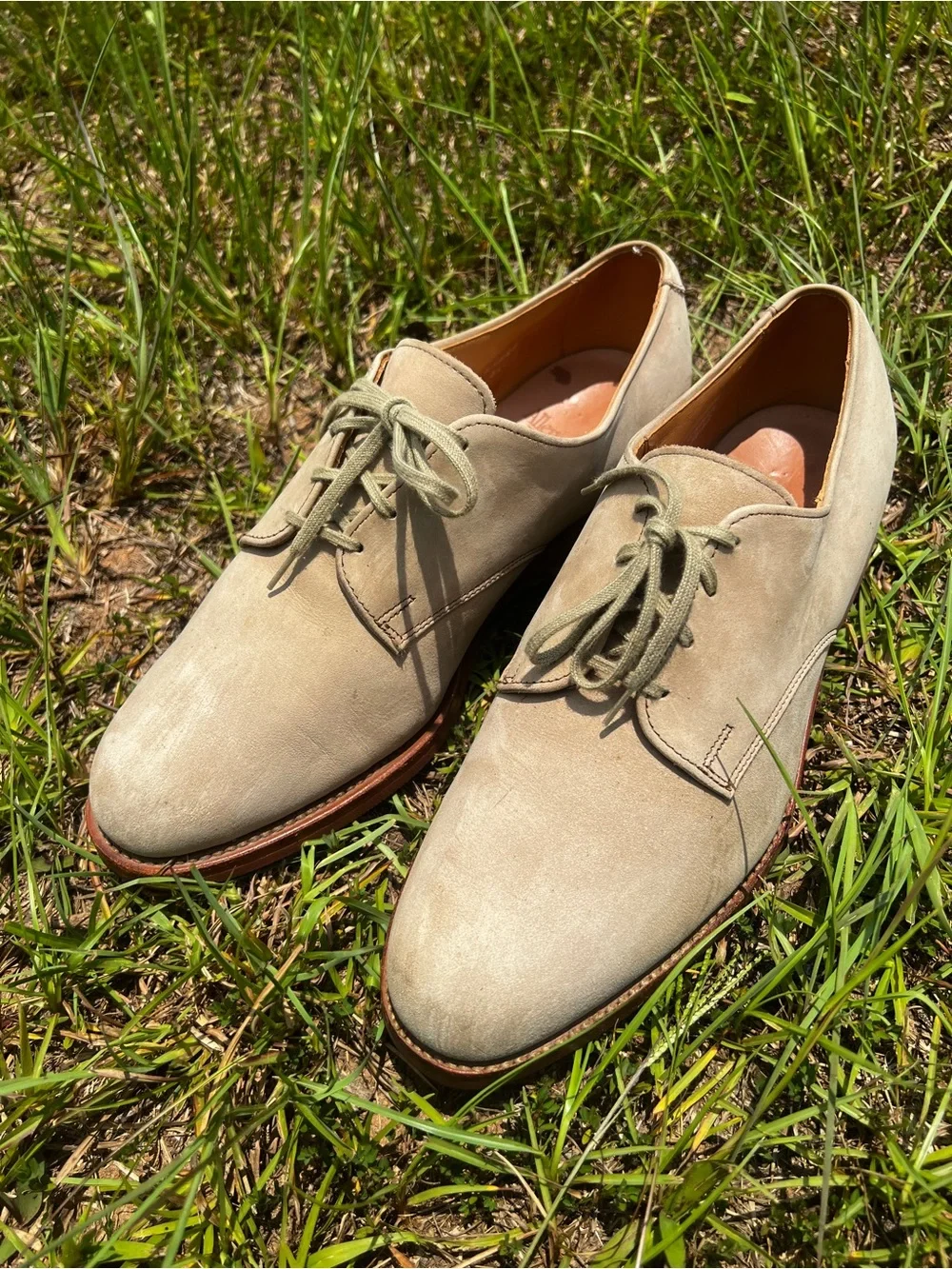 CLEAN Allen Edmonds size 9 Mens Orlean Style Nubuck Beige Oxford shoes